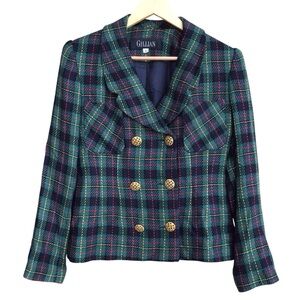 Vintage Gillian Green Multicolor Plaid Blazer Women’s Size 6